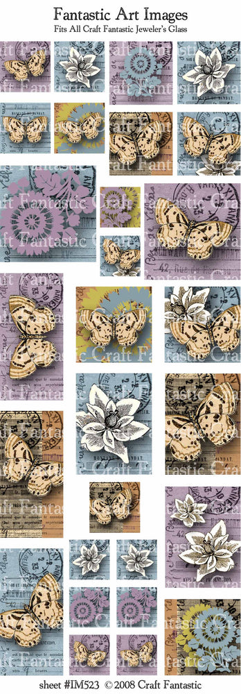 Woodblock Butterflies Image Sheet