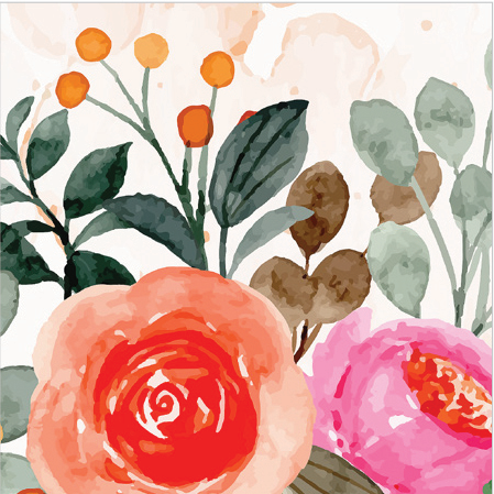 BLOOM WATERCOLOR puffy long rectangle size