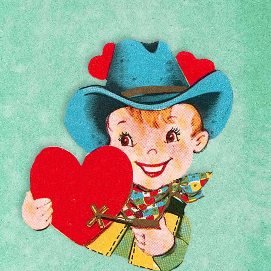 COWBOY/GIRL VALENTINES puffy long rectangle size
