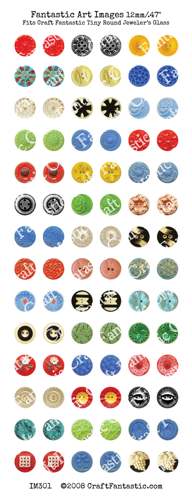 BUTTONS tiny round glass size