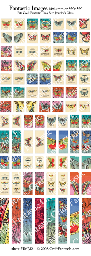 FRENCH BUTTERFLIES tiny glass sizes