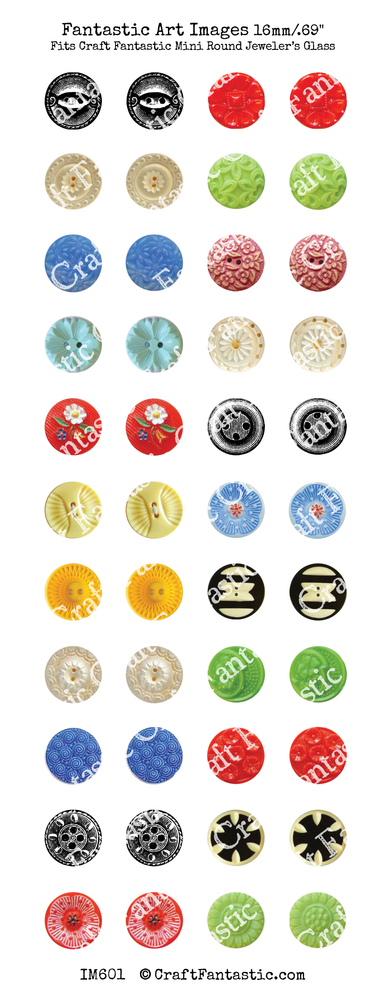 BUTTONS mini round glass sizes