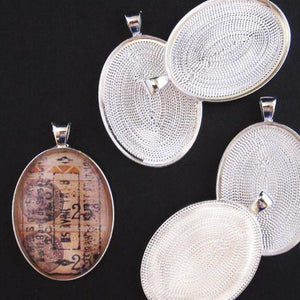 Silver Large Oval Pendant Trays
